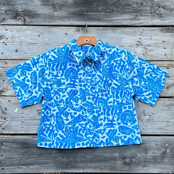 Vintage Stefano Worldwide Cotton Neon Beach Patterned Crop Size Medium - Picture 1 of 3